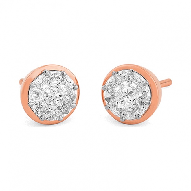 Pendientes de oro de 18 Kt con diamantes de 0,70 ct
