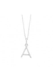 Colgante Inicial de oro blanco de 18 Kt con diamantes de 0,06 a 0,11 ct
