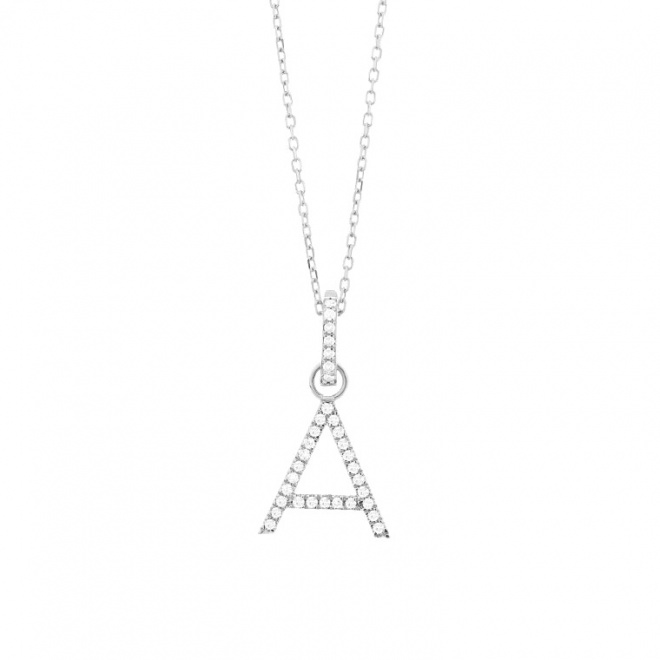 Colgante Inicial de oro blanco de 18 Kt con diamantes de 0,06 a 0,11 ct