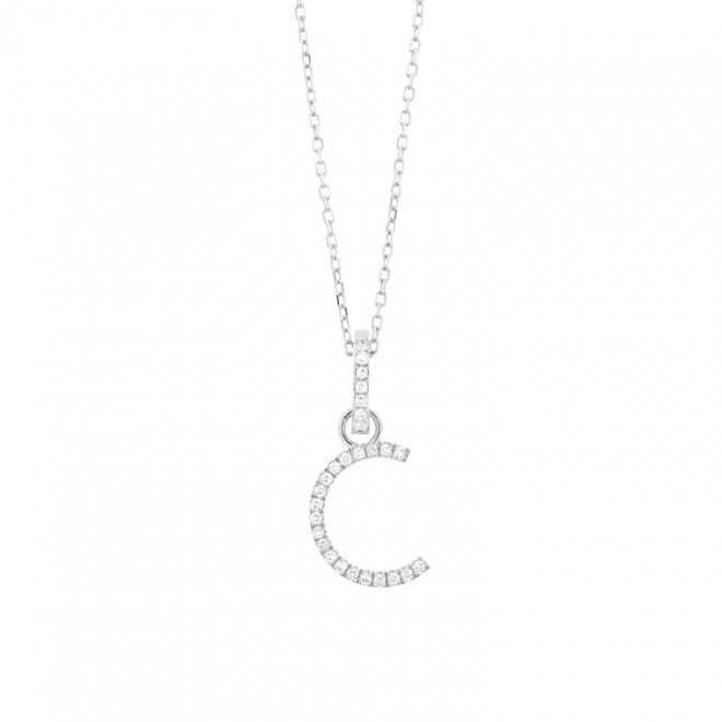 Colgante Inicial de oro blanco de 18 Kt con diamantes de 0,06 a 0,11 ct