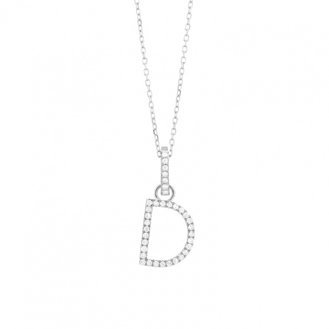 Colgante Inicial de oro blanco de 18 Kt con diamantes de 0,06 a 0,11 ct