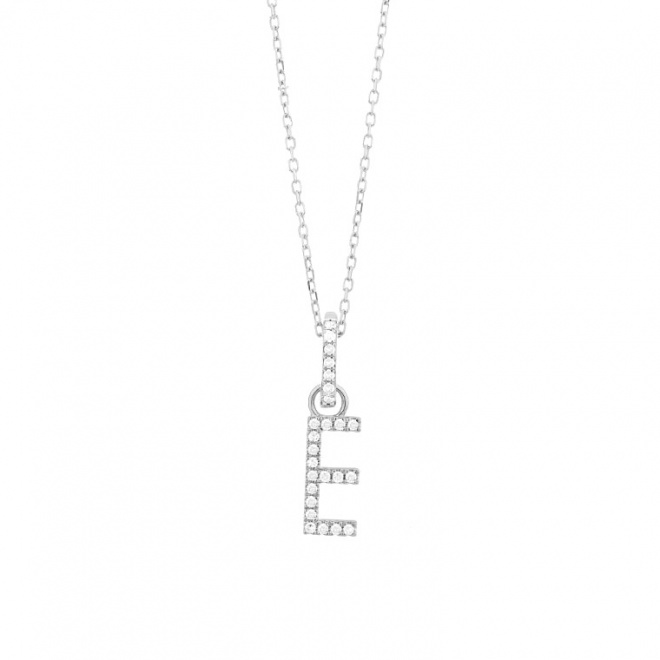 Colgante Inicial de oro blanco de 18 Kt con diamantes de 0,06 a 0,11 ct
