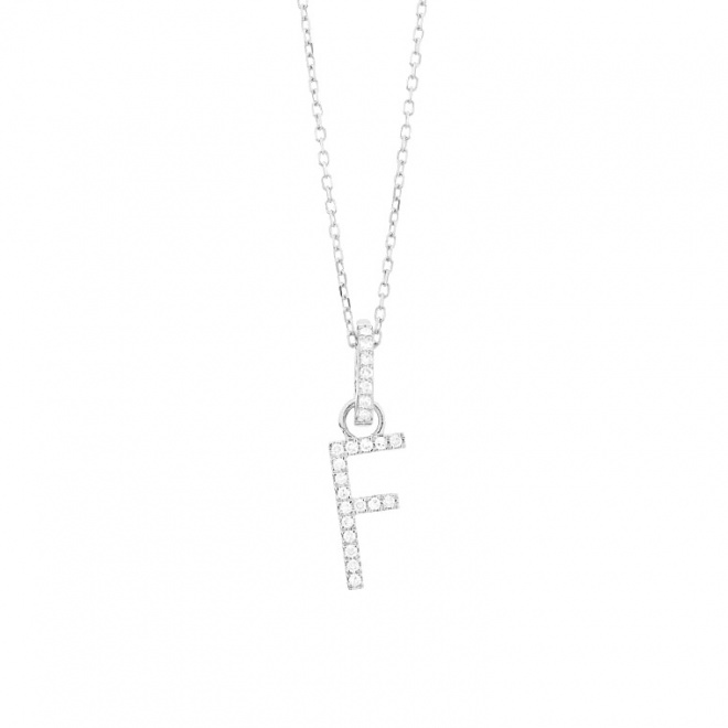 Colgante Inicial de oro blanco de 18 Kt con diamantes de 0,06 a 0,11 ct