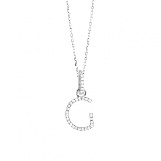 Colgante Inicial de oro blanco de 18 Kt con diamantes de 0,06 a 0,11 ct