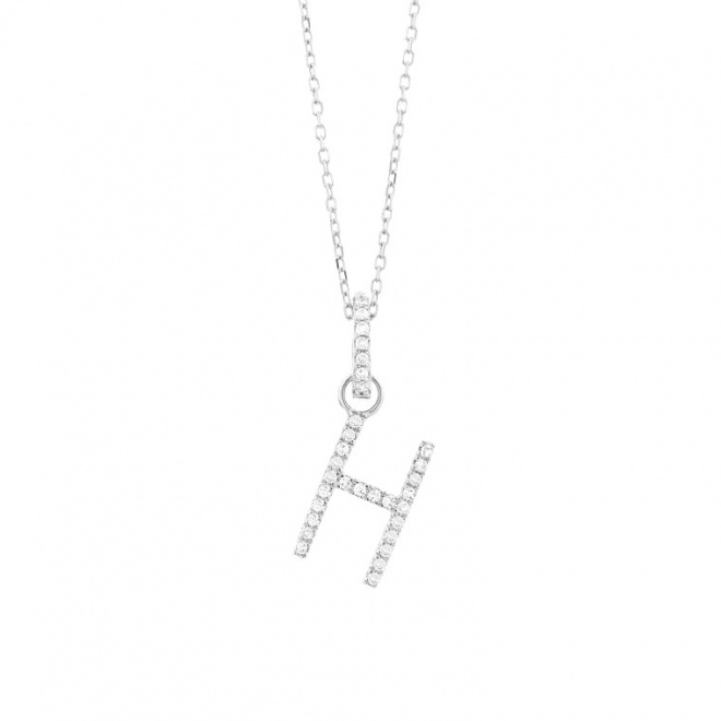 Colgante Inicial de oro blanco de 18 Kt con diamantes de 0,06 a 0,11 ct