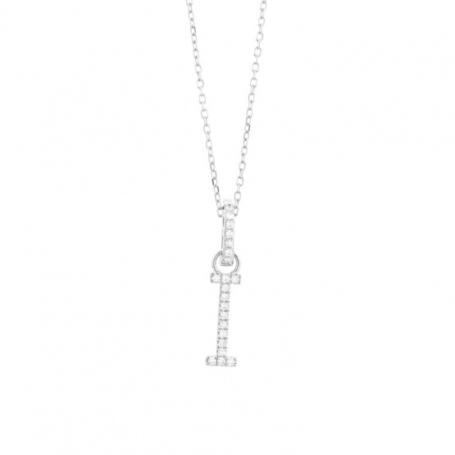 Colgante Inicial de oro blanco de 18 Kt con diamantes de 0,06 a 0,11 ct