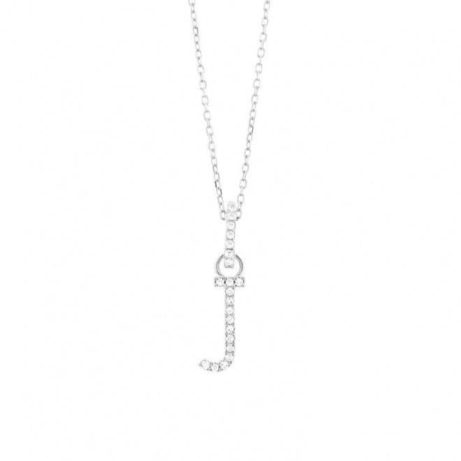 Colgante Inicial de oro blanco de 18 Kt con diamantes de 0,06 a 0,11 ct