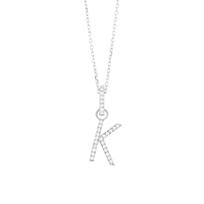 Colgante Inicial de oro blanco de 18 Kt con diamantes de 0,06 a 0,11 ct