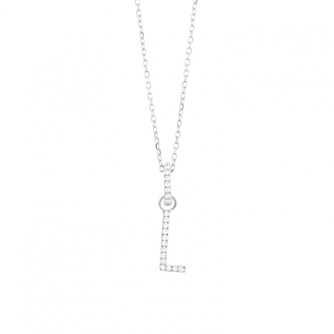 Colgante Inicial de oro blanco de 18 Kt con diamantes de 0,06 a 0,11 ct