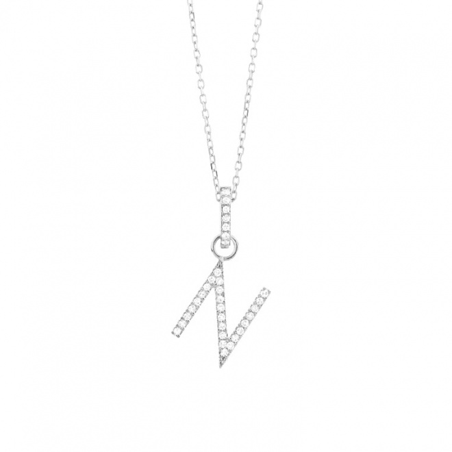 Colgante Inicial de oro blanco de 18 Kt con diamantes de 0,06 a 0,11 ct
