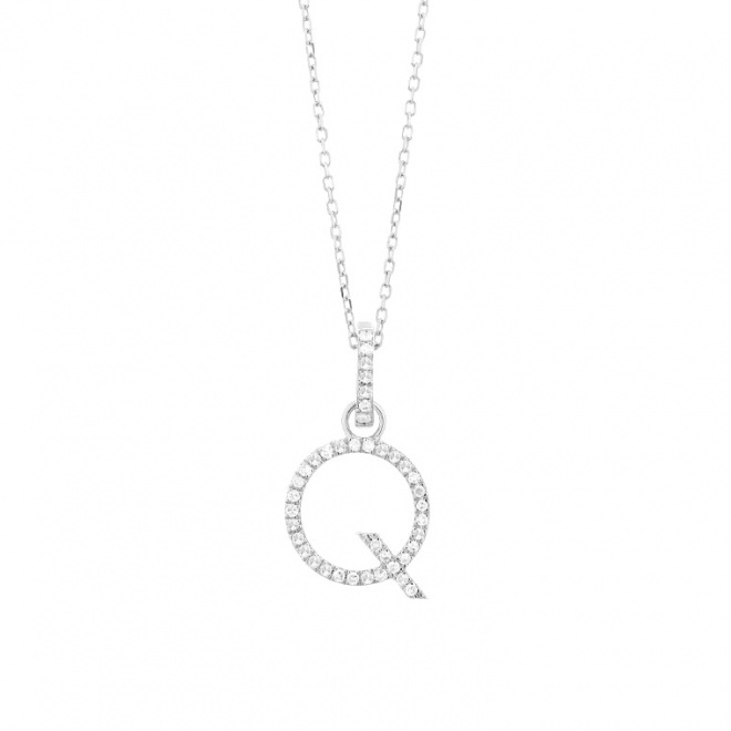 Colgante Inicial de oro blanco de 18 Kt con diamantes de 0,06 a 0,11 ct