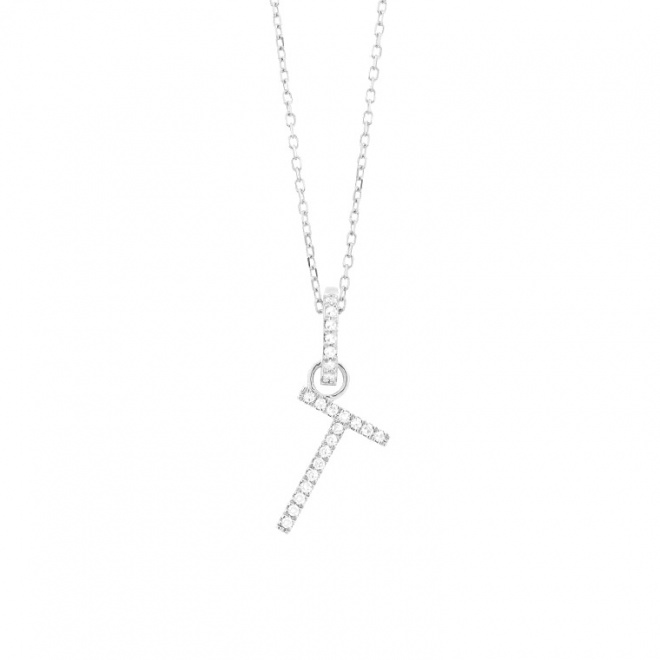 Colgante Inicial de oro blanco de 18 Kt con diamantes de 0,06 a 0,11 ct