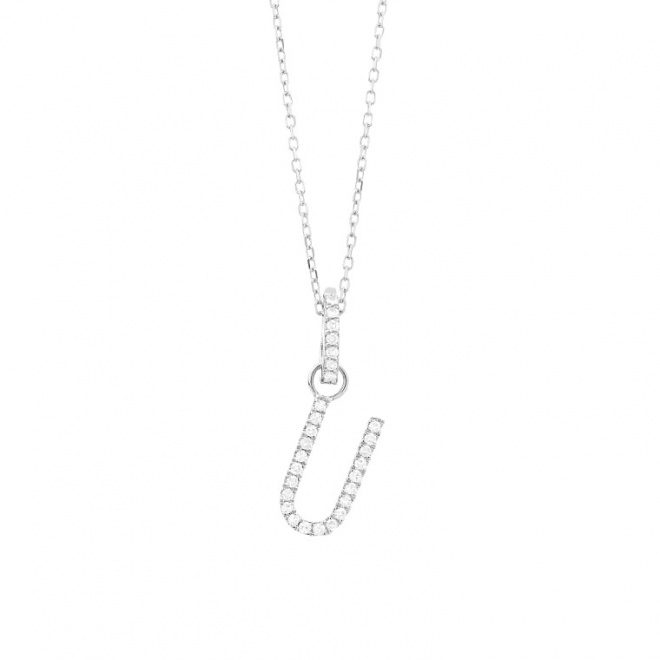 Colgante Inicial de oro blanco de 18 Kt con diamantes de 0,06 a 0,11 ct