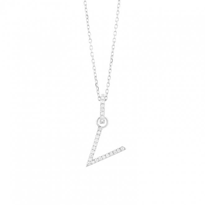 Colgante Inicial de oro blanco de 18 Kt con diamantes de 0,06 a 0,11 ct