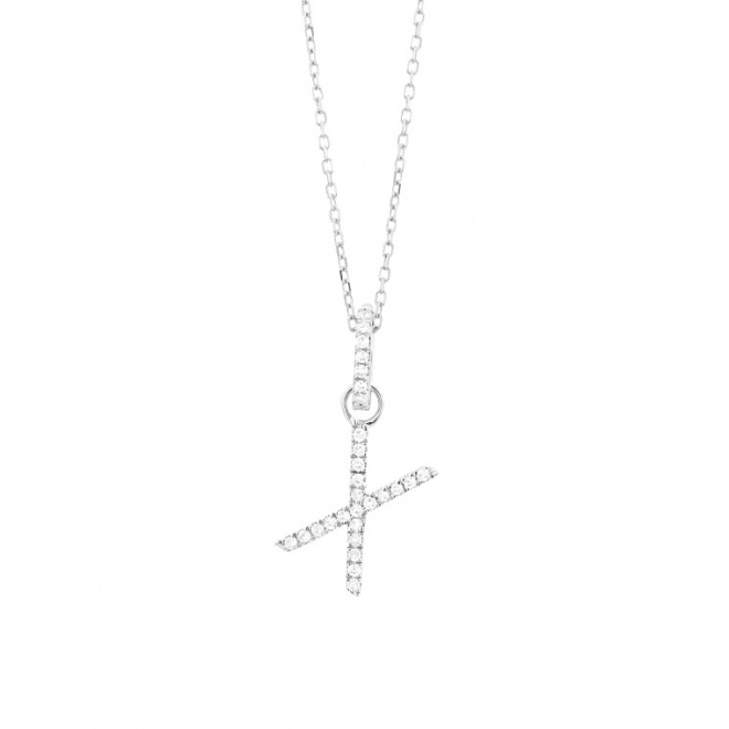 Colgante Inicial de oro blanco de 18 Kt con diamantes de 0,06 a 0,11 ct