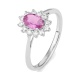Anillo de oro blanco de 18 Kt con zafiro rosa y diamantes