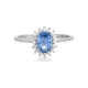 Anillo de oro blanco de 18 Kt con zafiro azul de 1,05 ct y diamantes de 0,15 ct