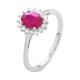 Anillo de oro blanco de 18 Kt con rubí de 1,10 ct y diamantes de 0,15 ct
