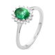 Anillo de oro blanco de 18 Kt con esmeralda de 0,80 ct y diamantes de 0,15 ct