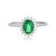 Anillo de oro blanco de 18 Kt con esmeralda de 0,80 ct y diamantes de 0,15 ct