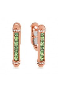 Pendientes Largos de oro rosa de 18 Kt con zafiro de 1,32 ct y diamantes de 0,14 ct