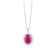 Colgante de oro blanco de 18 Kt con rubí de 1,10 ct y diamantes de 0,15 ct
