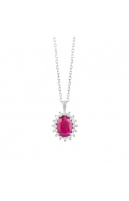 Colgante de oro blanco de 18 Kt con rubí de 1,10 ct y diamantes de 0,15 ct