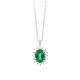 Colgante de oro blanco de 18 Kt con esmeralda de 0,80 ct y diamantes de 0,15 ct