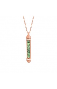 Colgante de oro rosa de 18 Kt con zafiro de 0,66 ct y diamantes de 0,07 ct