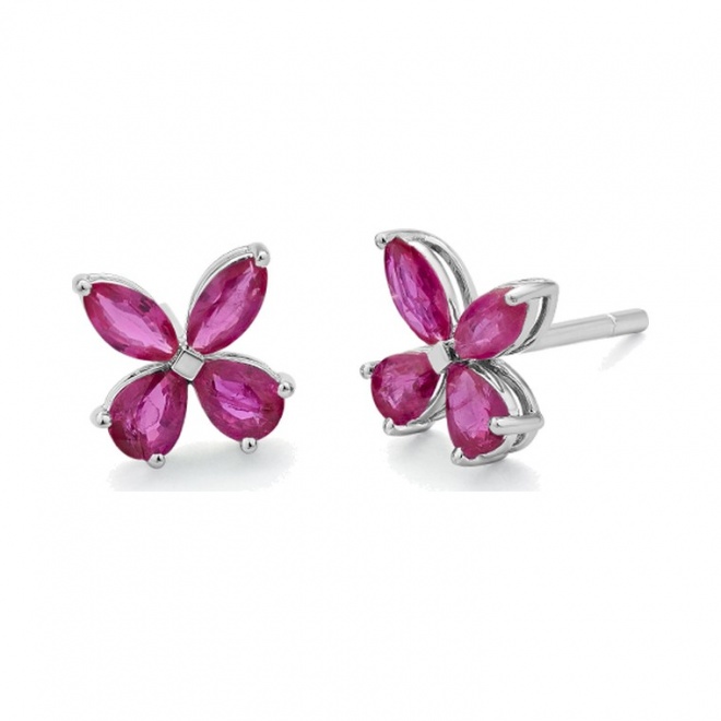 Pendientes de oro blanco de 18 Kt con rubíes de 1,37 ct