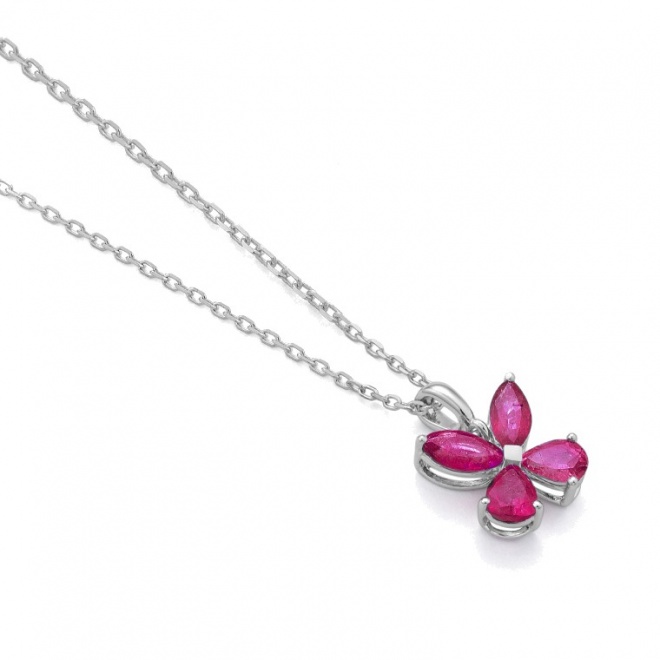 Colgante de oro blanco de 18 Kt con rubíes de 0,68 ct