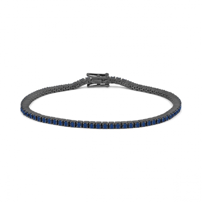 Pulsera Rivière de titanio con zafiro azul