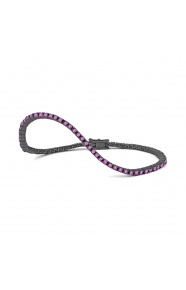Pulsera Rivière de titanio con zafiro rosa