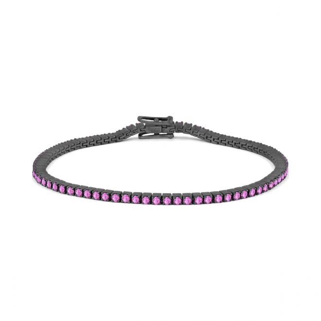 Pulsera Rivière de titanio con zafiro rosa