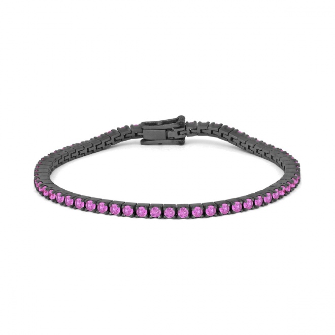 Pulsera Rivière de titanio con zafiro rosa