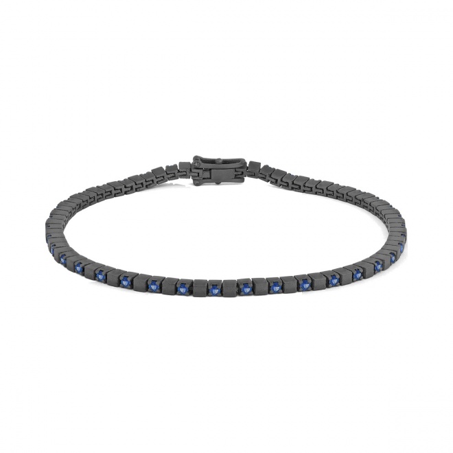 Pulsera Rivière de titanio con zafiro azul