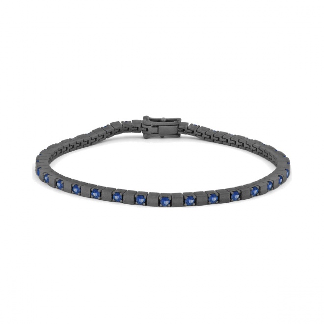 Pulsera Rivière de titanio con zafiro azul