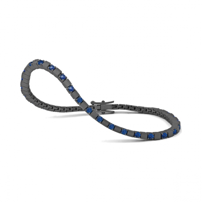 Pulsera Rivière de titanio con zafiro azul