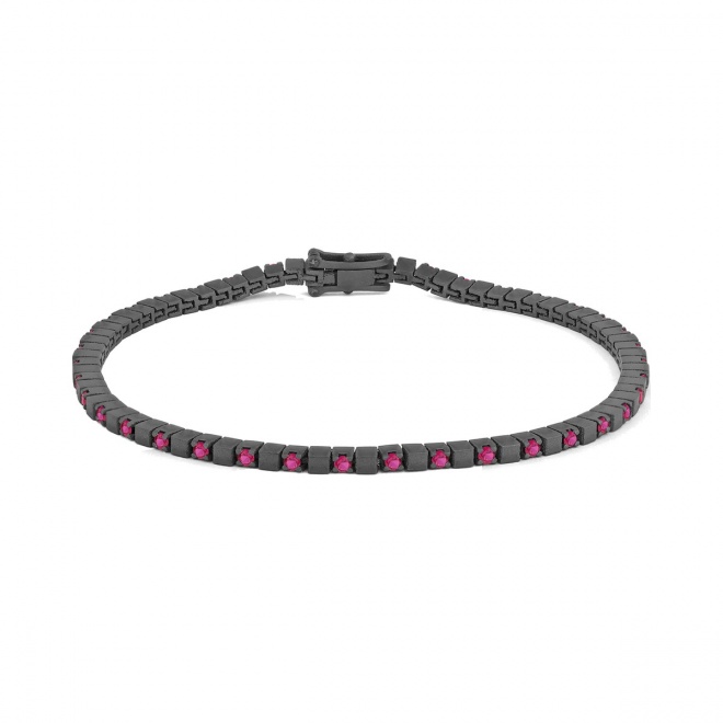 Pulsera Rivière de titanio con rubí