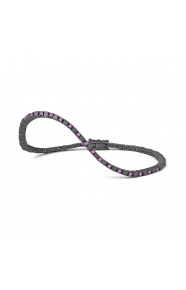 Pulsera Rivière de titanio con zafiro rosa