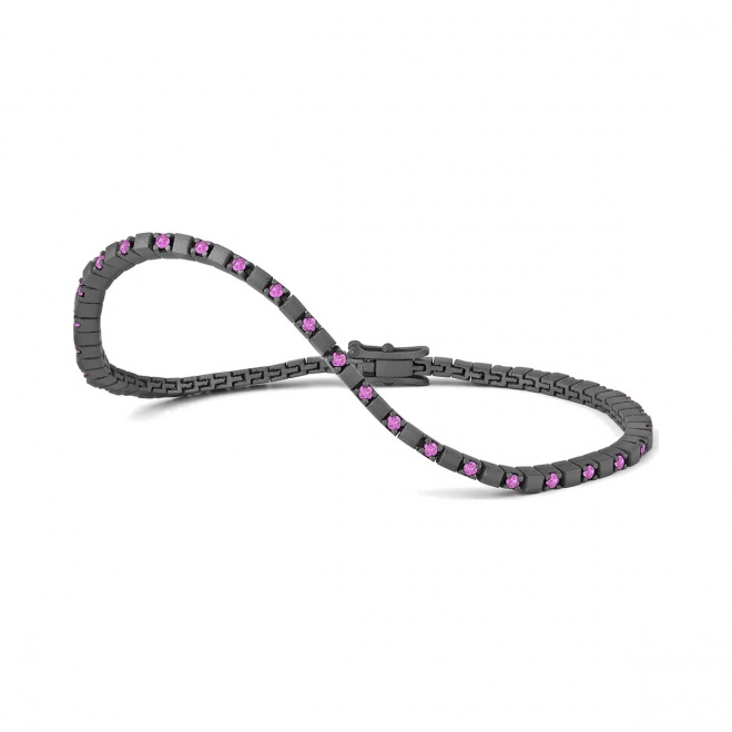 Pulsera Rivière de titanio con zafiro rosa