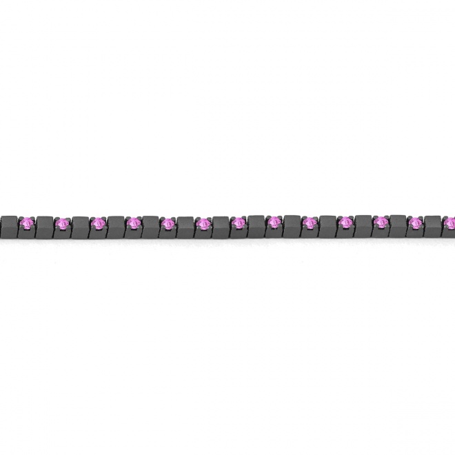 Pulsera Rivière de titanio con zafiro rosa
