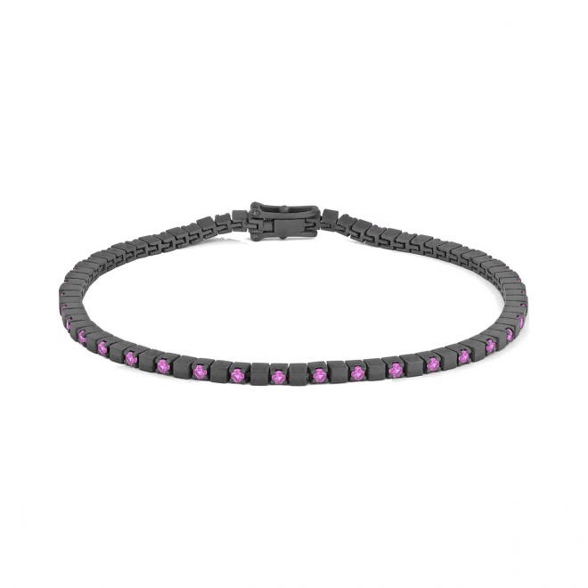 Pulsera Rivière de titanio con zafiro rosa