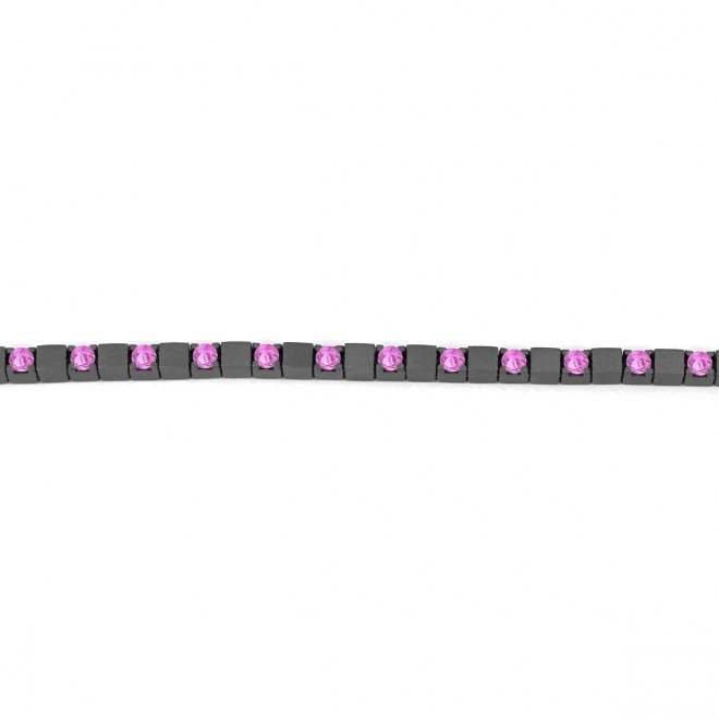 Pulsera Rivière de titanio con zafiro rosa