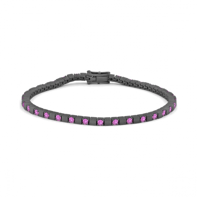 Pulsera Rivière de titanio con zafiro rosa
