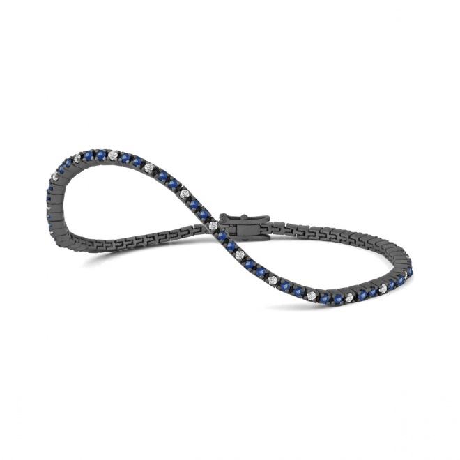 Pulsera Rivière de titanio con zafiro azul y diamantes
