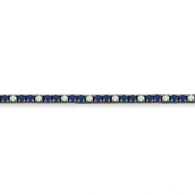 Pulsera Rivière de titanio con zafiro azul y diamantes