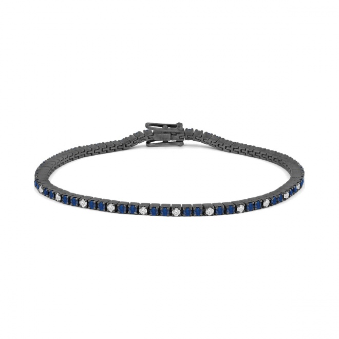 Pulsera Rivière de titanio con zafiro azul y diamantes