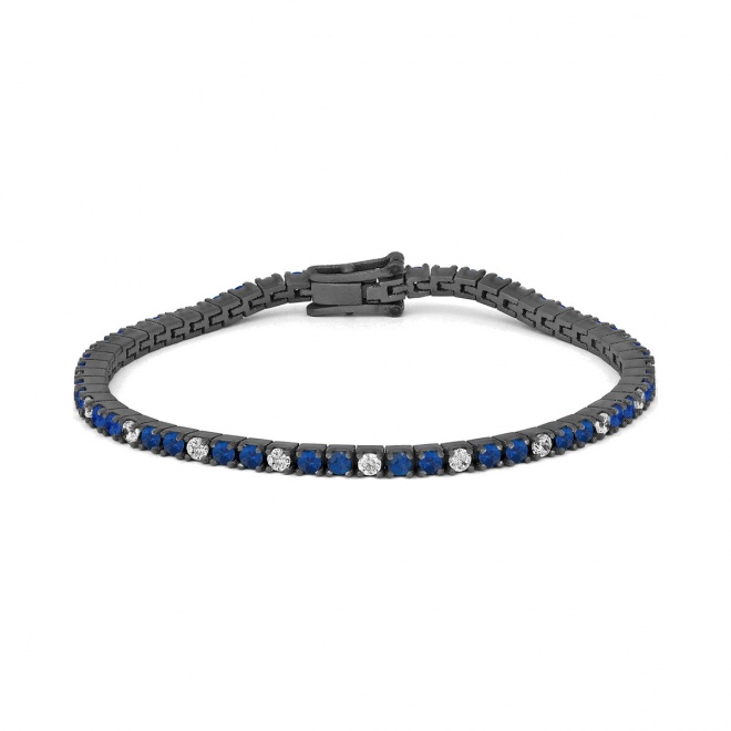 Pulsera Rivière de titanio con zafiro azul y diamantes