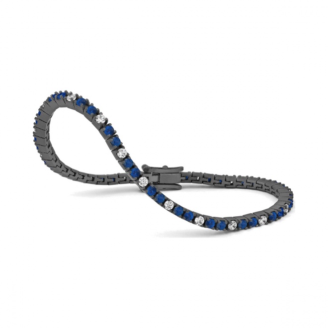 Pulsera Rivière de titanio con zafiro azul y diamantes